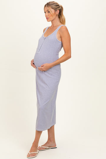 Lavender Cable Knit Sleeveless Maternity Midi Dress