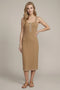 Tan Cable Knit Sleeveless Midi Dress