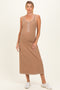 Tan Cable Knit Sleeveless Maternity Midi Dress