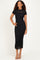 Black Sheer Lace Overlay Short Sleeve Midi Dress