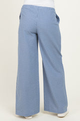 Blue Multi Drawstring Checkered Maternity Pants