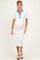Off White Denim Contrast Collar Maternity Knit Midi Dress