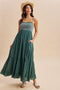 Rich Teal Embroidered Smocked Maxi Dress