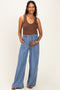 Medium Wash Chambray Wide Leg Maternity Pants