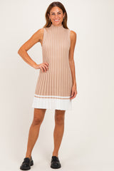 Sand Colorblock Ribbed Knit Maternity Mini Dress
