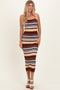 Burgundy Multi Stripe Knit Midi Dress