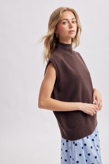 Espresso Mock Neck Sweater Vest