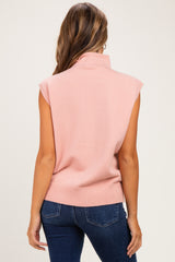 Ballet Pink Mock Neck Maternity Sweater Vest