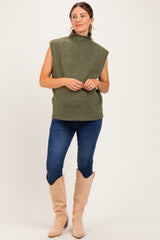 Olive Mock Neck Maternity Sweater Vest