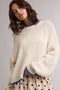 Cream Contrast Trim Pointelle Sweater