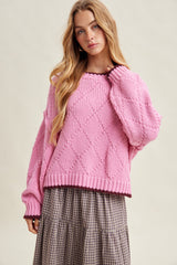 Hibiscus Contrast Trim Pointelle Matenity Sweater