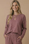 Burgundy Striped Oversized French Terry Top