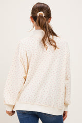 Cream Floral Mock Neck Drop Shoulder Maternity Pullover