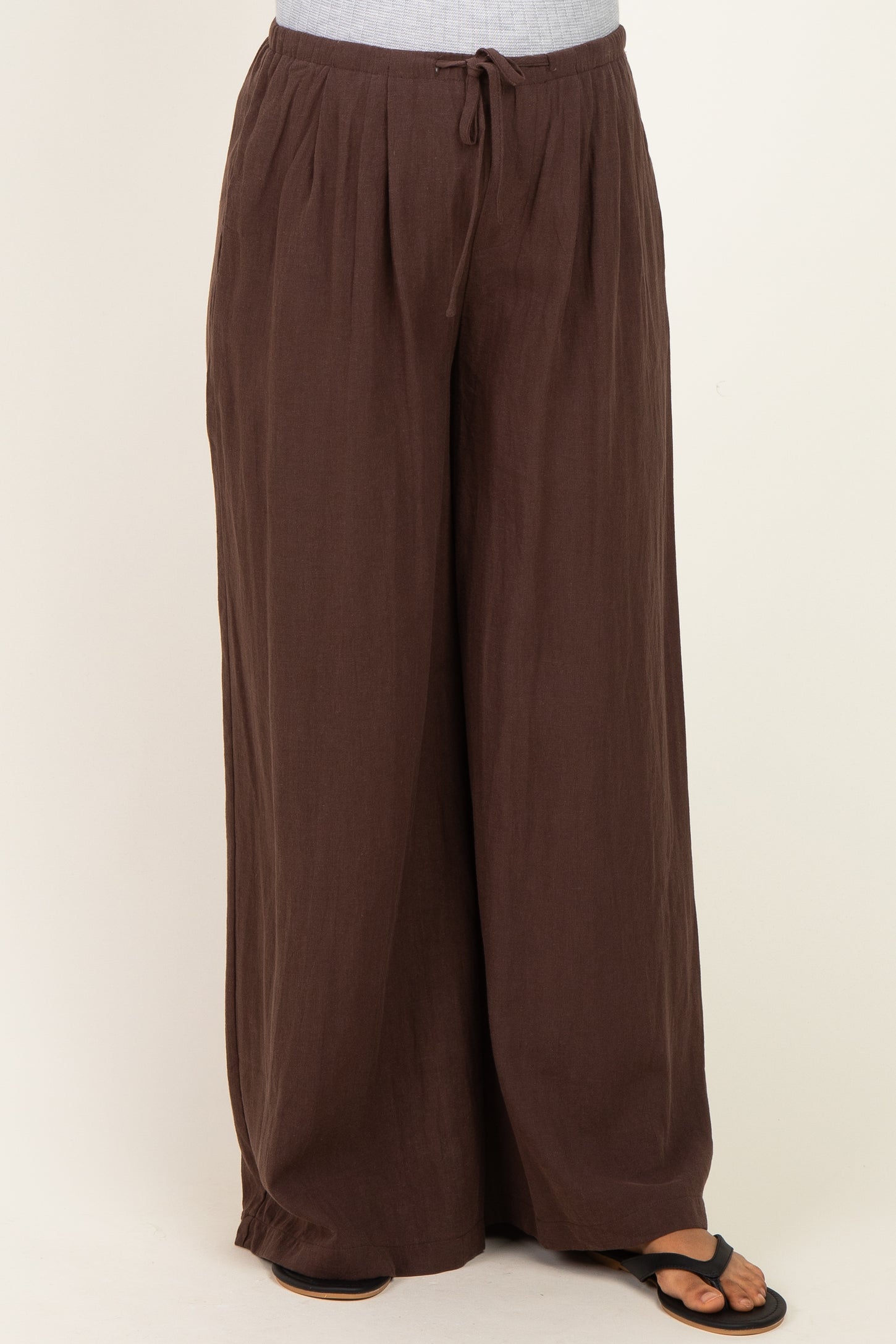 Espresso Drawstring Wide Leg Maternity Pants