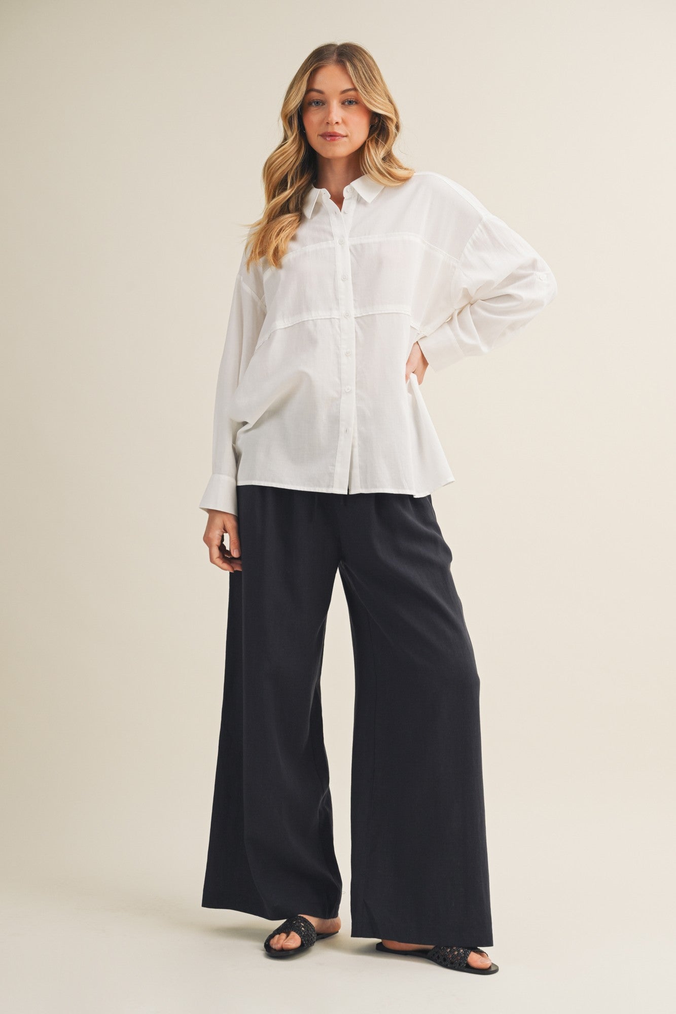 Midnight Drawstring Wide Leg Pants