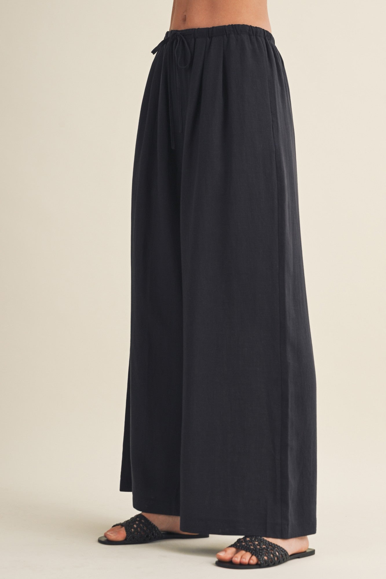 Midnight Drawstring Wide Leg Pants