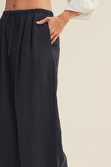 Midnight Drawstring Wide Leg Pants