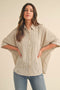 Oatmeal Oversized Check Plaid Button Down Shirt