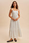 White Polka Dot Back Bow Maxi Dress