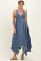 Light Denim Smocked Halter Handkerchief Dress