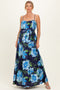 Navy Floral Waist Tie Maternity Maxi Dress