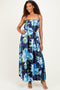 Navy Floral Waist Tie Maxi Dress