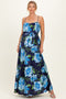 Navy Floral Waist Tie Maternity Maxi Dress