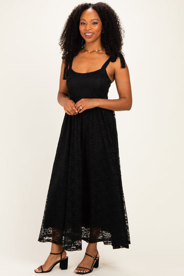 Black Sleeveless Lace Maxi Dress