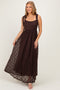 Brown Sleeveless Lace Maxi Dress