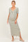 Cream/ Olive Striped Knit Short Sleeve Maternity Maxi Dress