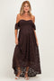 Brown Lace Off Shoulder Maternity Maxi Dress