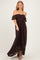 Brown Lace Off Shoulder Maxi Dress