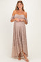 Mocha Lace Off Shoulder Maternity Maxi Dress