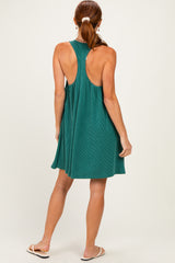 Hunter Green Ribbed Sleeveless Open Back Midi Dress