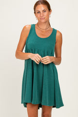 Hunter Green Ribbed Sleeveless Open Back Midi Dress