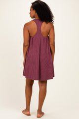 Burgundy Ribbed Sleeveless Open Back Midi Dress