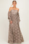 Mocha Lace Off Shoulder Long Sleeve Maxi Dress