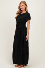 Black Ruffle Trim Maxi Dress