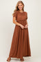 Mocha Ruffle Trim Maxi Dress