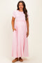 Pink Ruffle Trim Maternity Maxi Dress