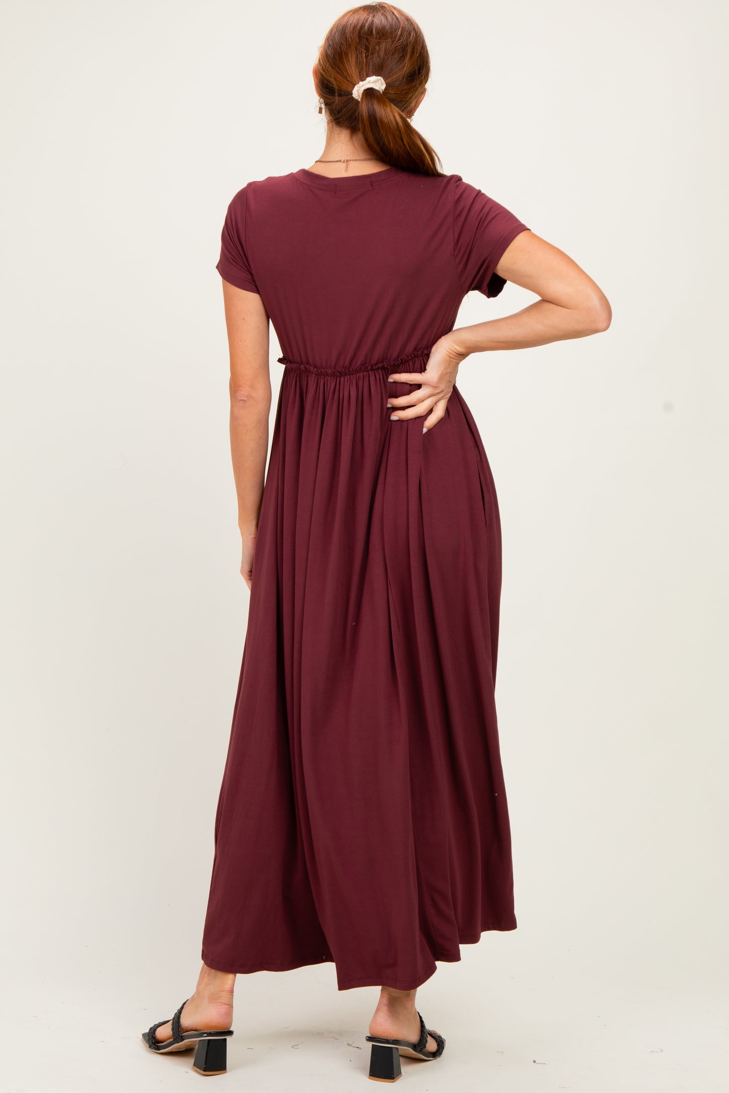 Plum Ruffle Trim Maxi Dress