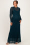 Emerald Green Lace Mock Neck Long Sleeve Maternity Maxi Dress