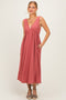 Mauve Sleeveless Ribbed Knit A-Line Midi Dress