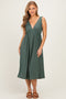 Olive Sleeveless Ribbed Knit A-Line Midi Dress