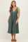 Olive Sleeveless Ribbed Knit A-Line Midi Dress