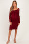 Burgundy Lace Long Sleeve Maternity Midi Dress