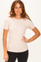 Natural Brushed Ribbed Knit Crewneck Tee