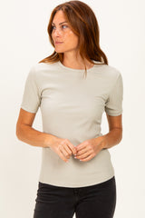 Sage Brushed Ribbed Knit Crewneck Tee