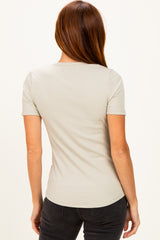 Sage Brushed Ribbed Knit Crewneck Tee