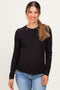 Black Brushed Rib Knit Maternity Long Sleeve Top